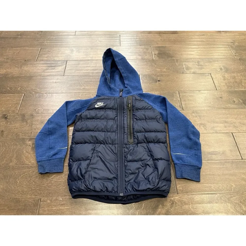 Nike Sportswear 800 Aeroloft Tech Boys Blue Down Hooded Jacket Size S 717104 451